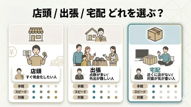 売り方の選び方｜店頭・出張・宅配の違いと向き不向き
