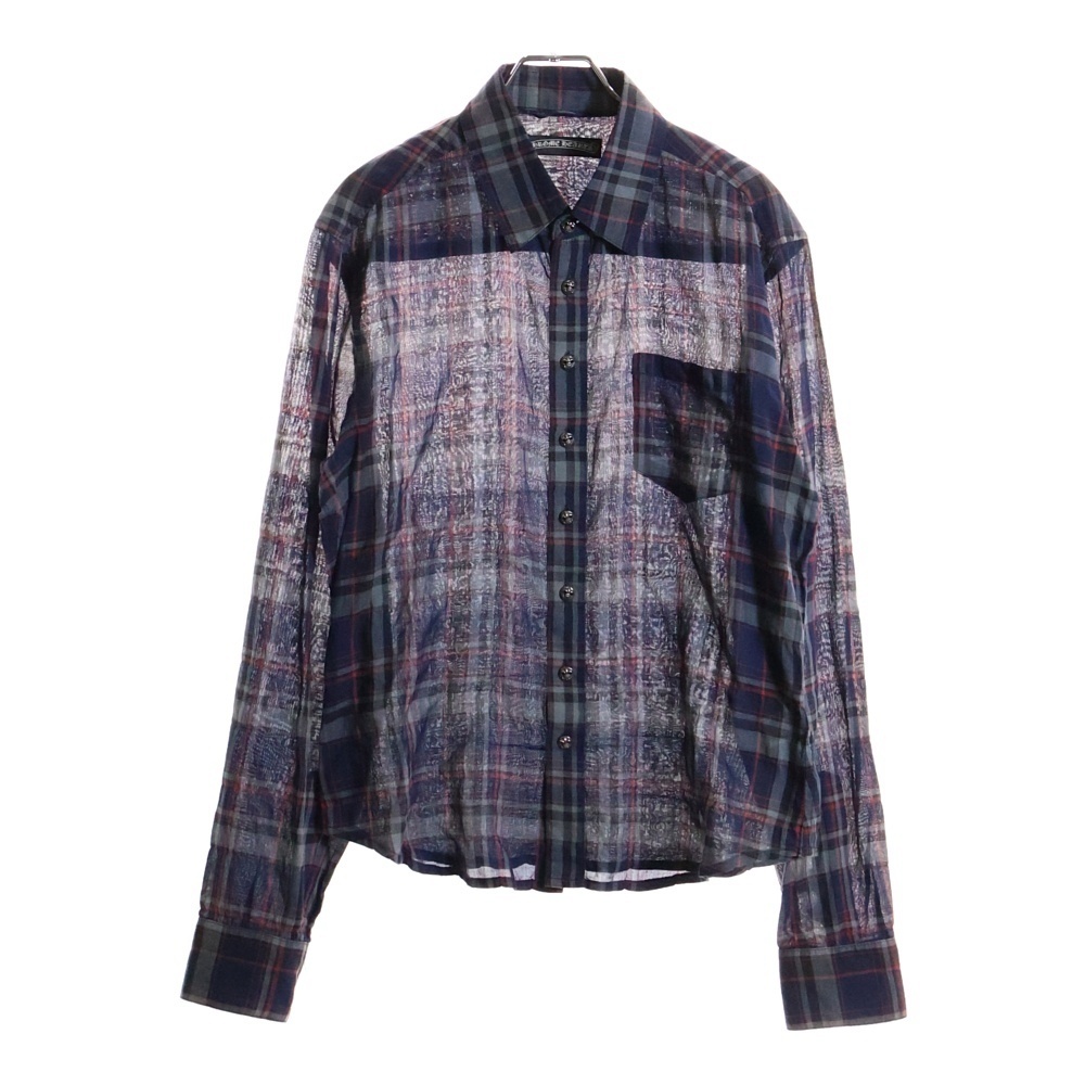 CHROME HEARTS クロムハーツ 袖BSフレア レザーパッチチェック柄長袖シャツ