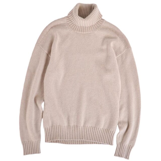 エルメス HERMES タートルネック カシミヤニット メンズ M ベージュ