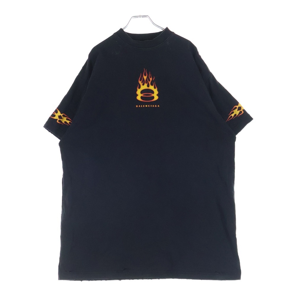 BALENCIAGA バレンシアガ 24SS フレイムロゴオーバーサイズTシャツ ブラック