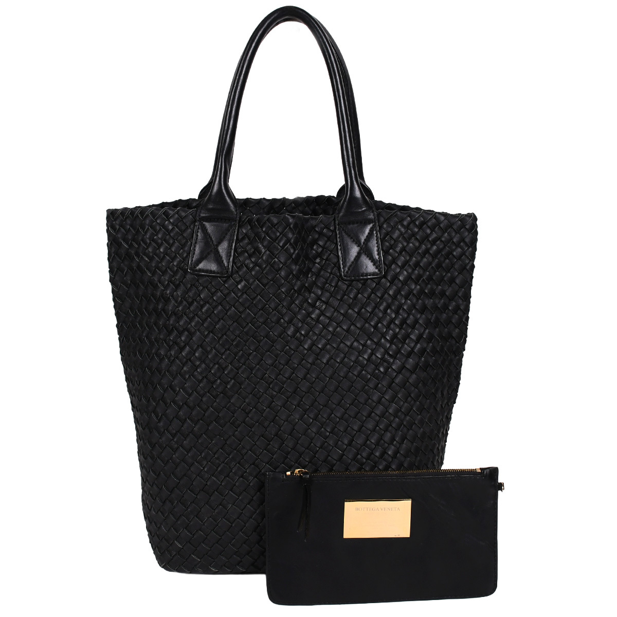 BOTTEGA VENETA イントレチャート カバ トートバッグ レザー ブラック