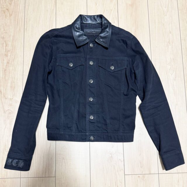 CHROME HEARTS クロムハーツ×ローリングストーンズ レザー切替 デニムジャケット M
