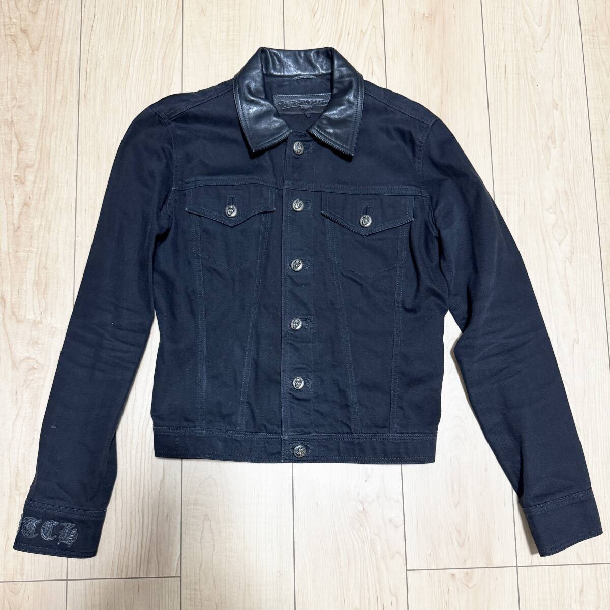 CHROME HEARTS クロムハーツ×ローリングストーンズ レザー切替 デニムジャケット M