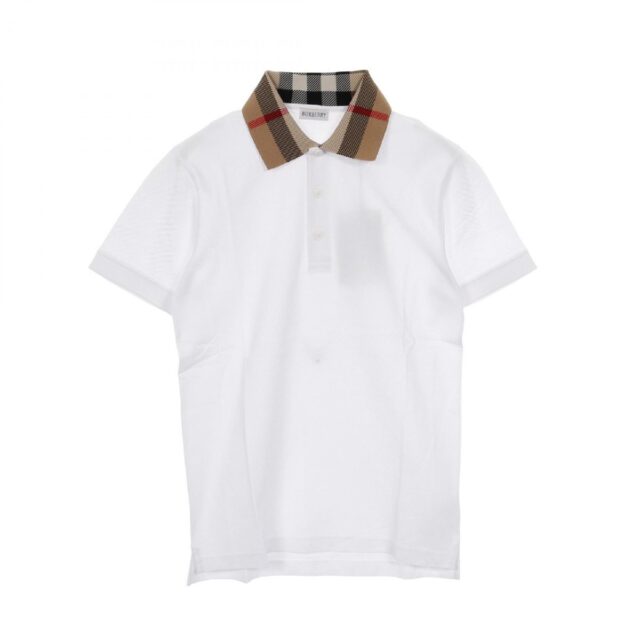 バーバリー BURBERRY 襟チェック ポロシャツ XS ホワイト