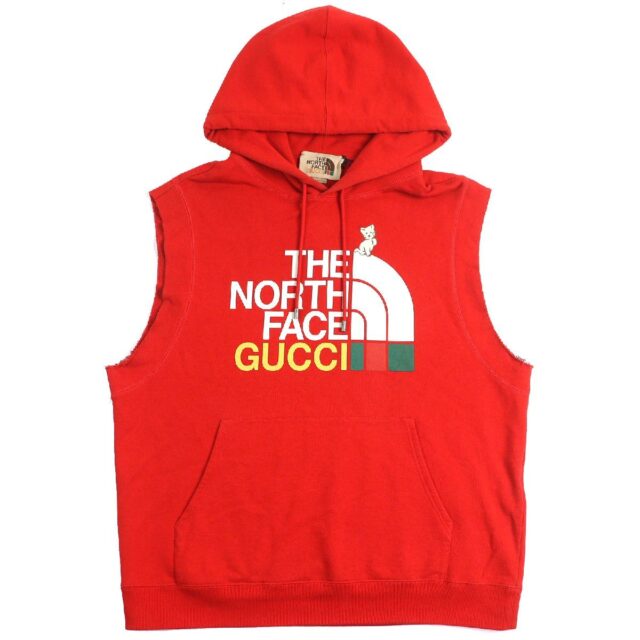 GUCCI×THE NORTH FACE ロゴプリント ノースリーブ パーカー 赤 L
