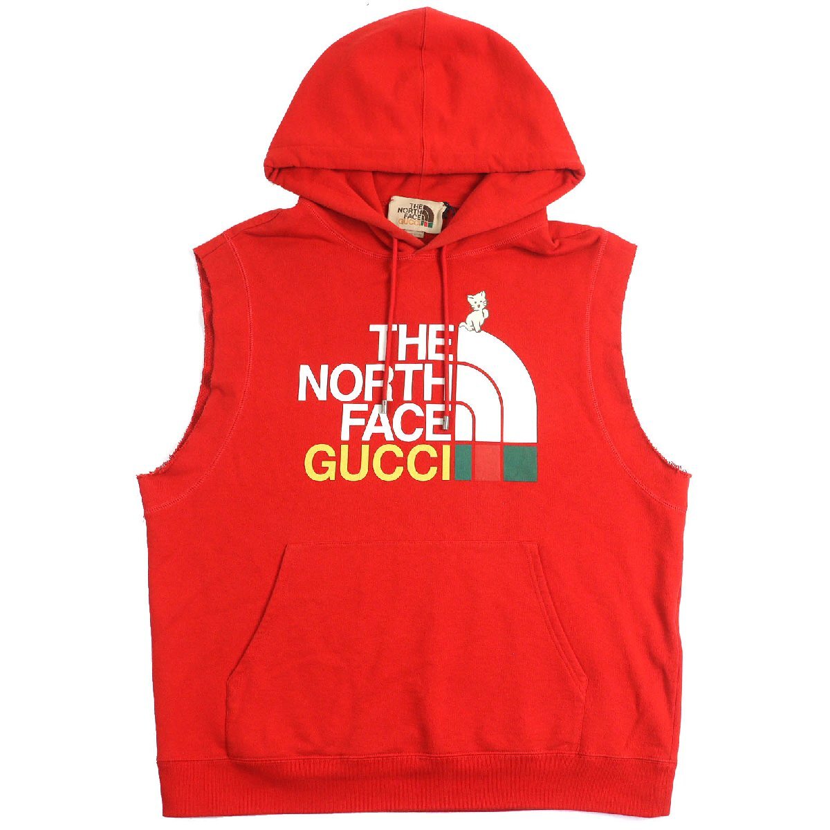 GUCCI×THE NORTH FACE ロゴプリント ノースリーブ パーカー 赤 L