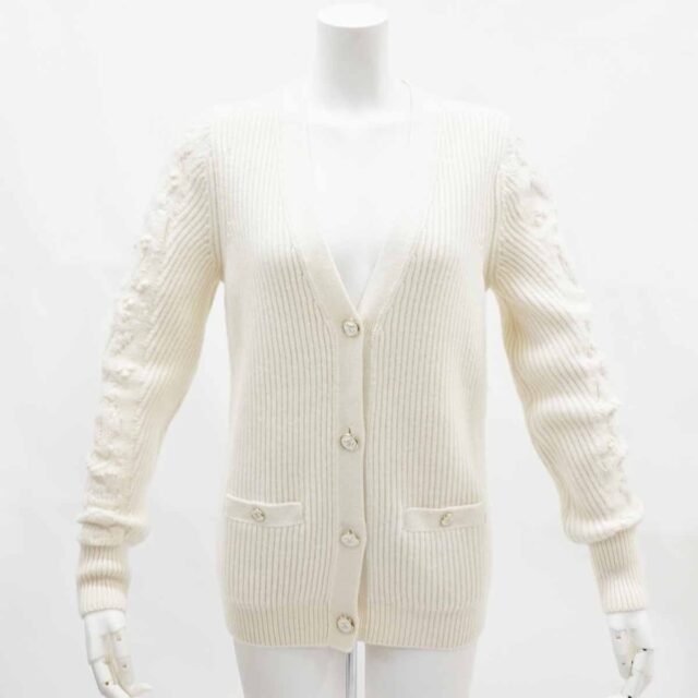 CHANEL シャネル ココマークボタン カシミヤシルク カーディガン 34