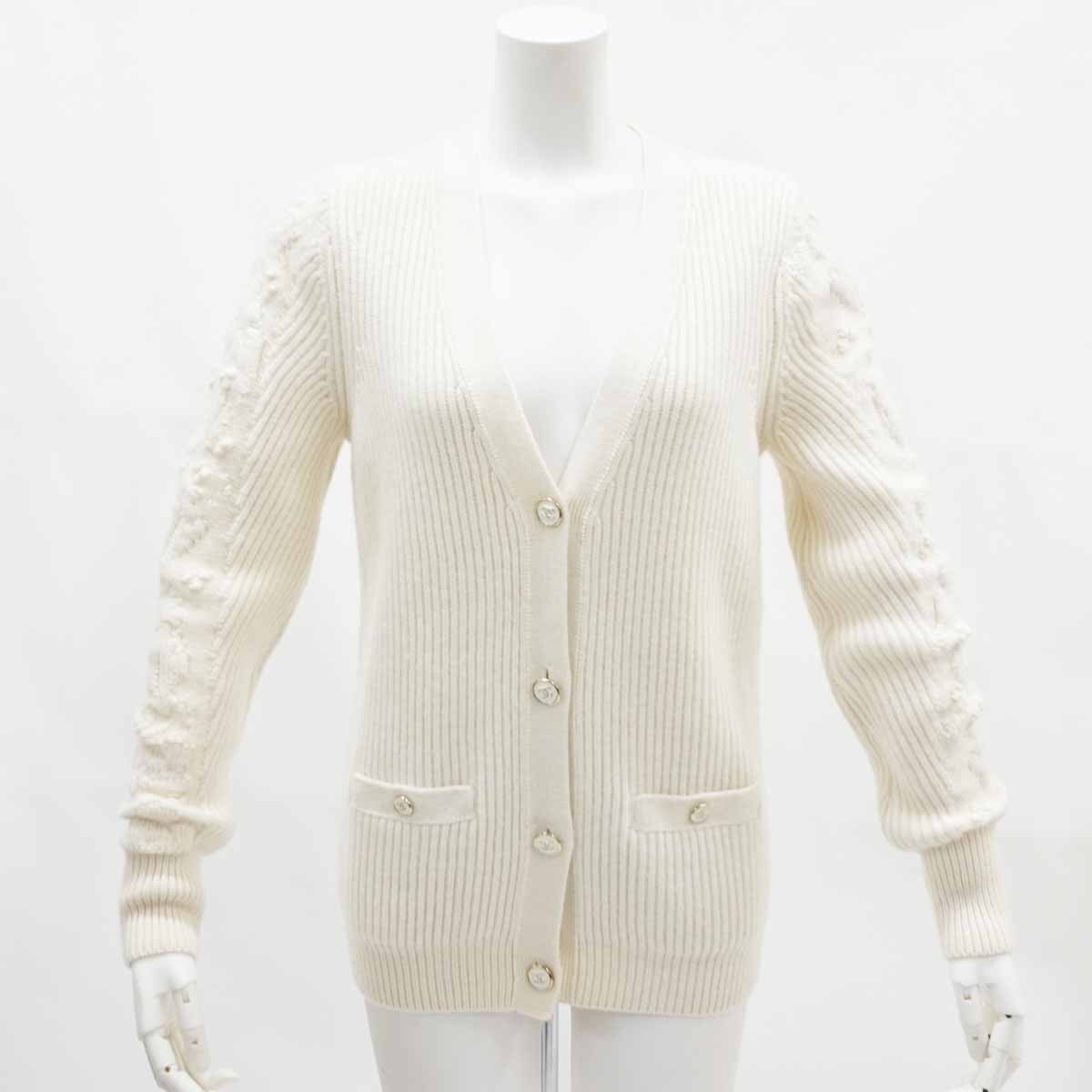 CHANEL シャネル ココマークボタン カシミヤシルク カーディガン 34