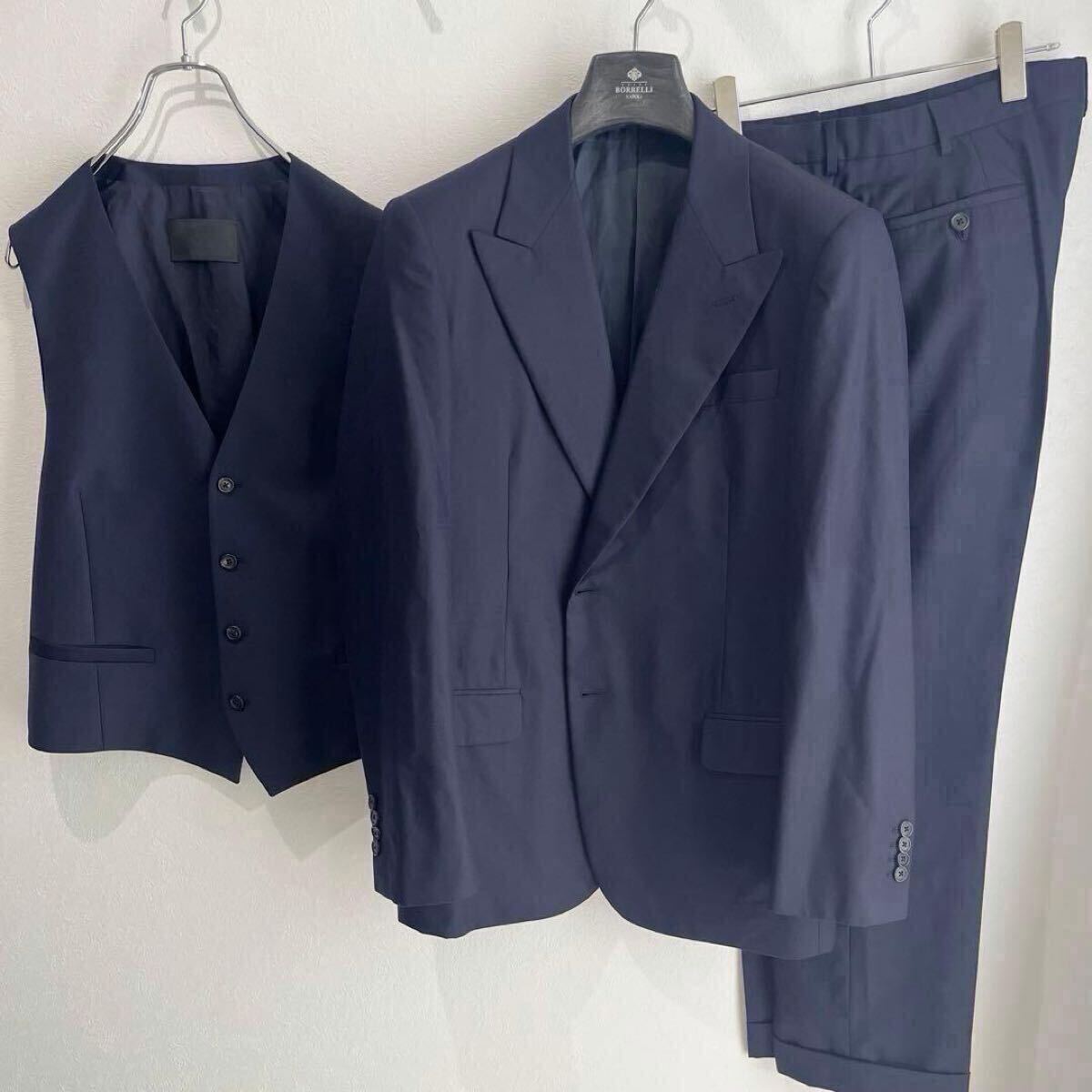 PRADA プラダ メンズ スーツ スリーピース SUPER210s ネイビー XL