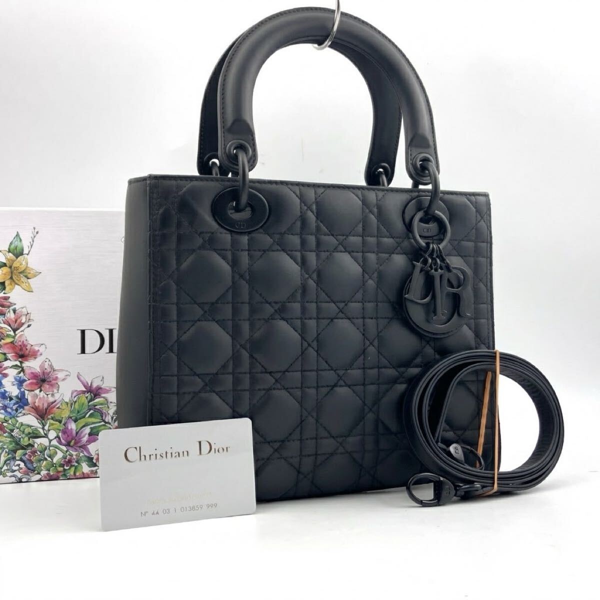 Christian Dior レディディオール カナージュ 2WAY ハンドバッグ ブラック