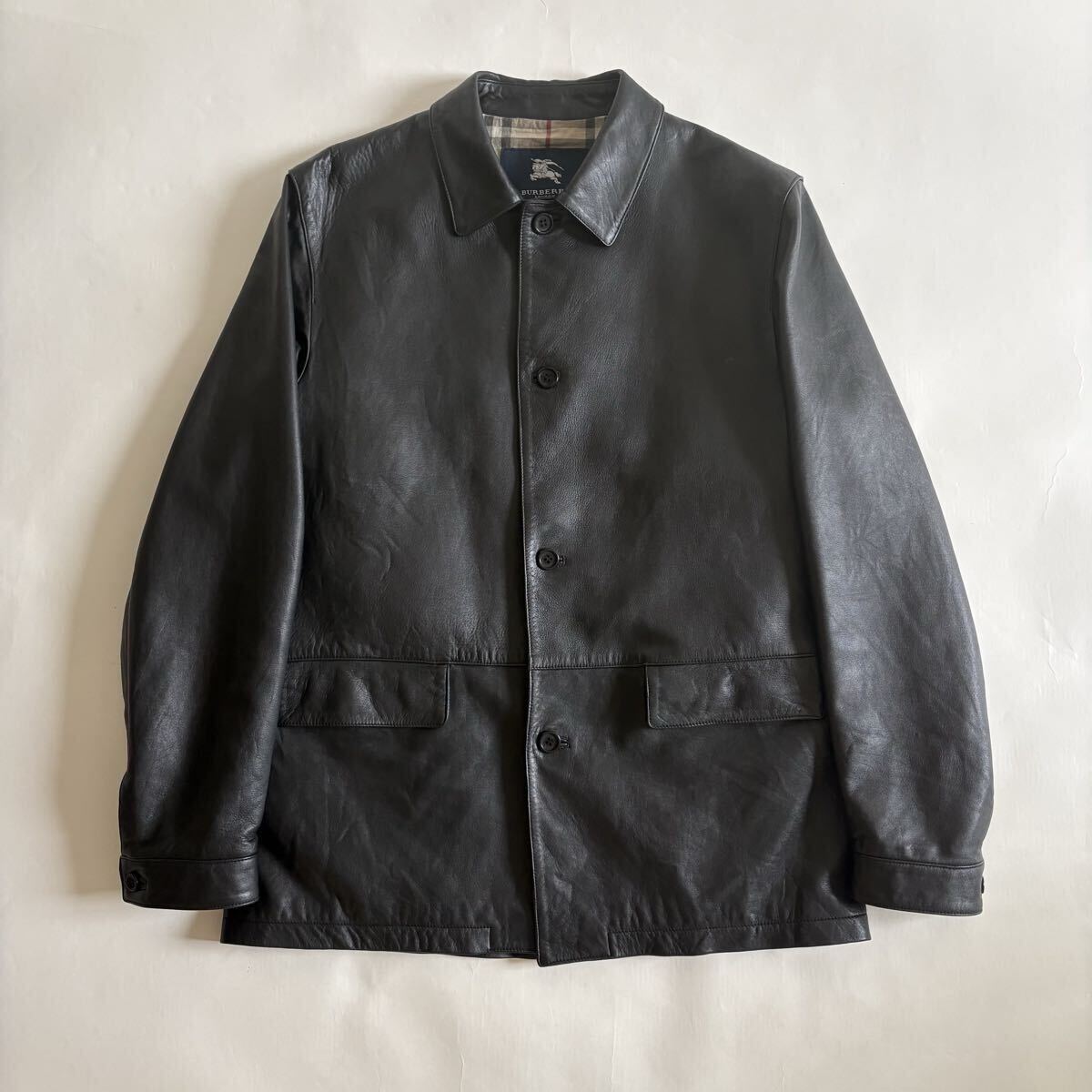 BURBERRY LONDON レザーカーコート ラムレザー ブラック