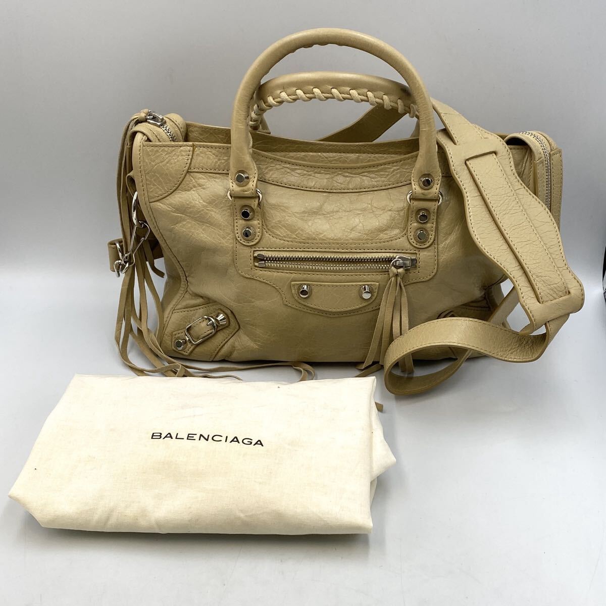 BALENCIAGA バレンシアガ シティ 2way ハンドバッグ レザー ベージュ