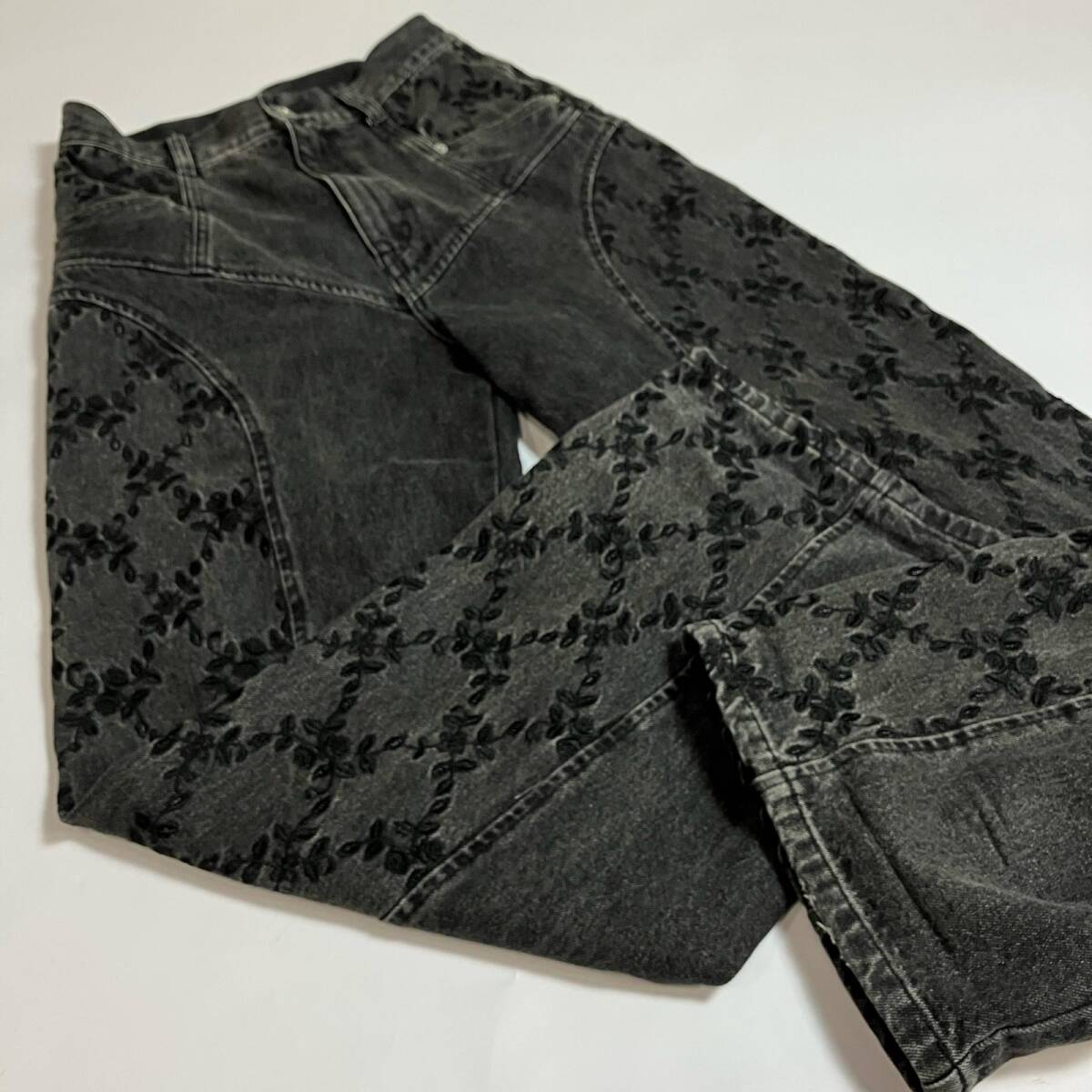 FETICO フェティコ デニムパンツ 刺繍デニム コットン100% ブラック