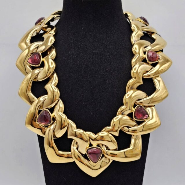 Yves Saint Laurent イヴサンローラン ハート カラーストーン ネックレス