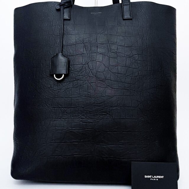 SAINT LAURENT サンローラン クロコ型押し トートバッグ A4 ブラック