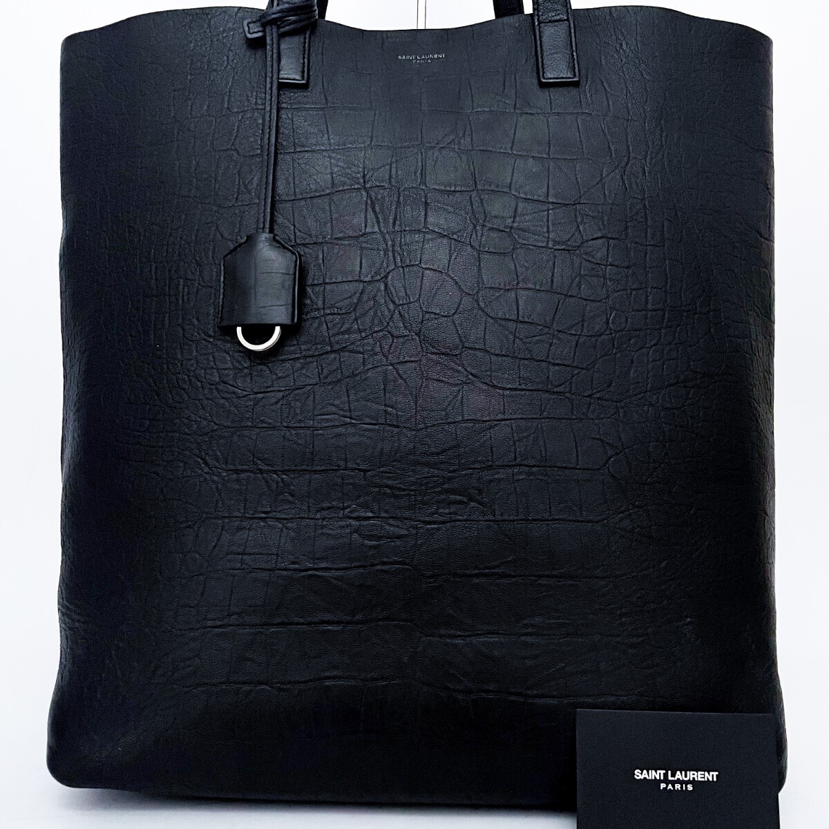 SAINT LAURENT サンローラン クロコ型押し トートバッグ A4 ブラック