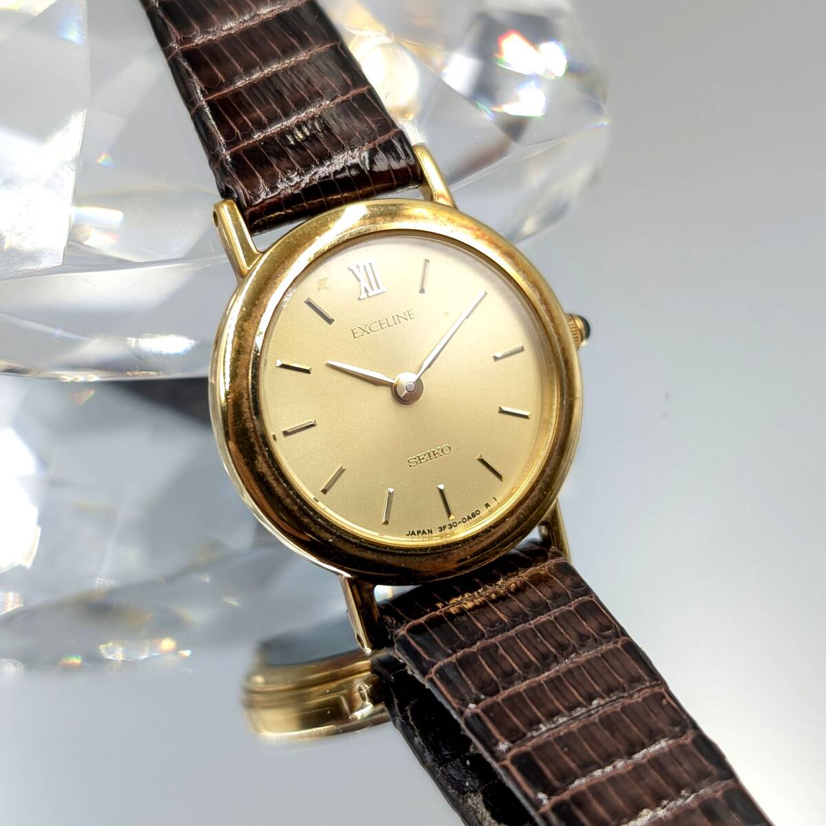 SEIKO EXCELINE 3F30-0A30 18KT レディース クォーツ腕時計