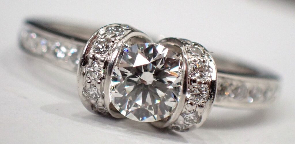 ティファニー Pt950 リボン ダイヤリング 0.45ct 11号