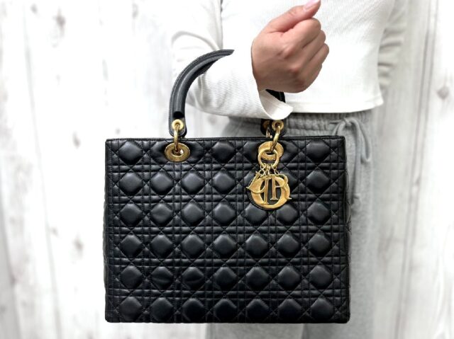 Christian Dior レディディオール カナージュ ハンドバッグ 黒