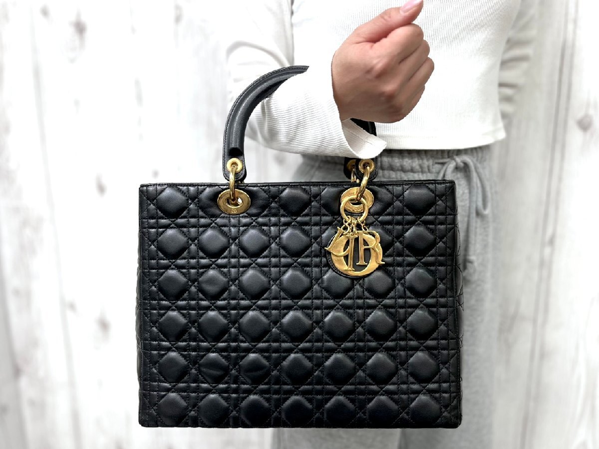 Christian Dior レディディオール カナージュ ハンドバッグ 黒