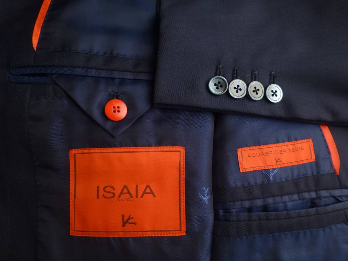 ISAIA NAPOLI スーツ 56L 紺 スーパー160’s ウール