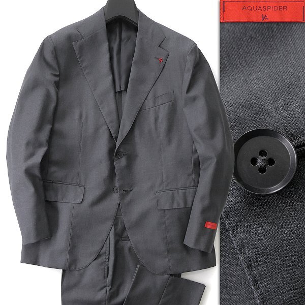 ISAIA イザイア MUSA AQUA SPIDER ウール スーツ 52 グレー