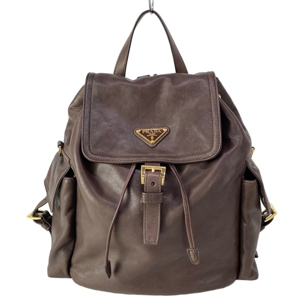 PRADA プラダ レザー リュックサック 2way バッグ ダークブラウン