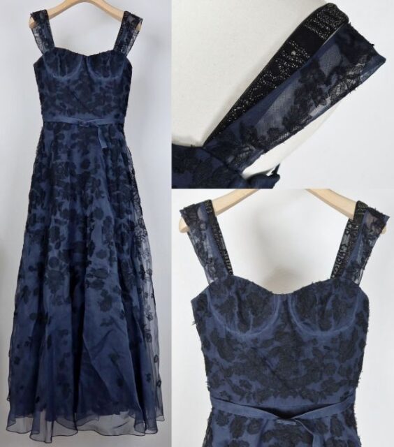 Christian Dior シルク シフォン フラワー刺繍 ドレス サイズ34