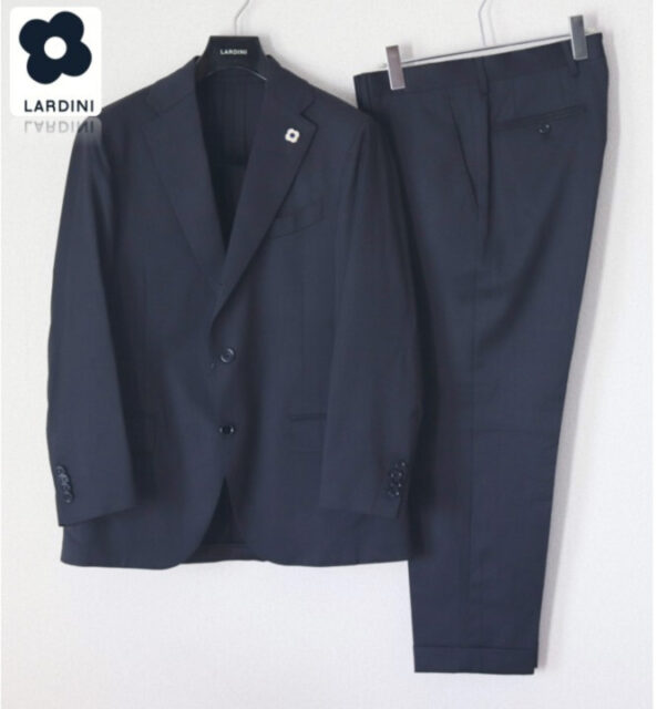 LARDINI ラルディーニ 3Bシングルスーツ 毛100% ネイビー 48