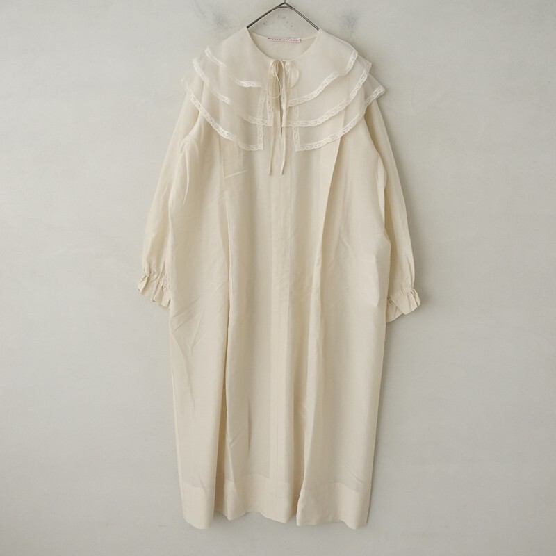 トワヴァーズ LEAVERS DRESS レース襟コットンシルクワンピース ベージュ