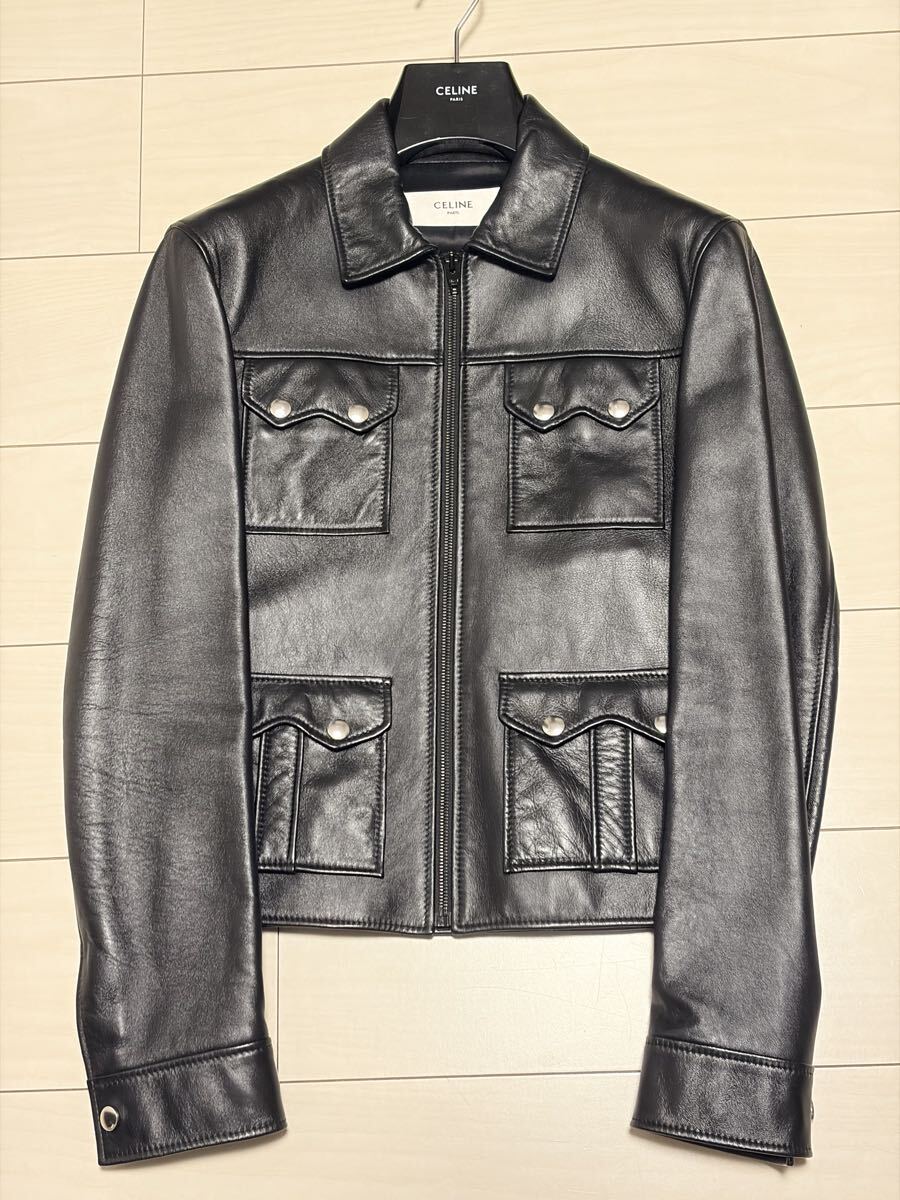 CELINE セリーヌ 24SS 4ポケット シングル レザージャケット 44