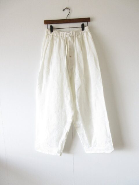 TOWAVASE mdm01-17 T刺繍 リネンパンツ WHITE×BLUE Fサイズ