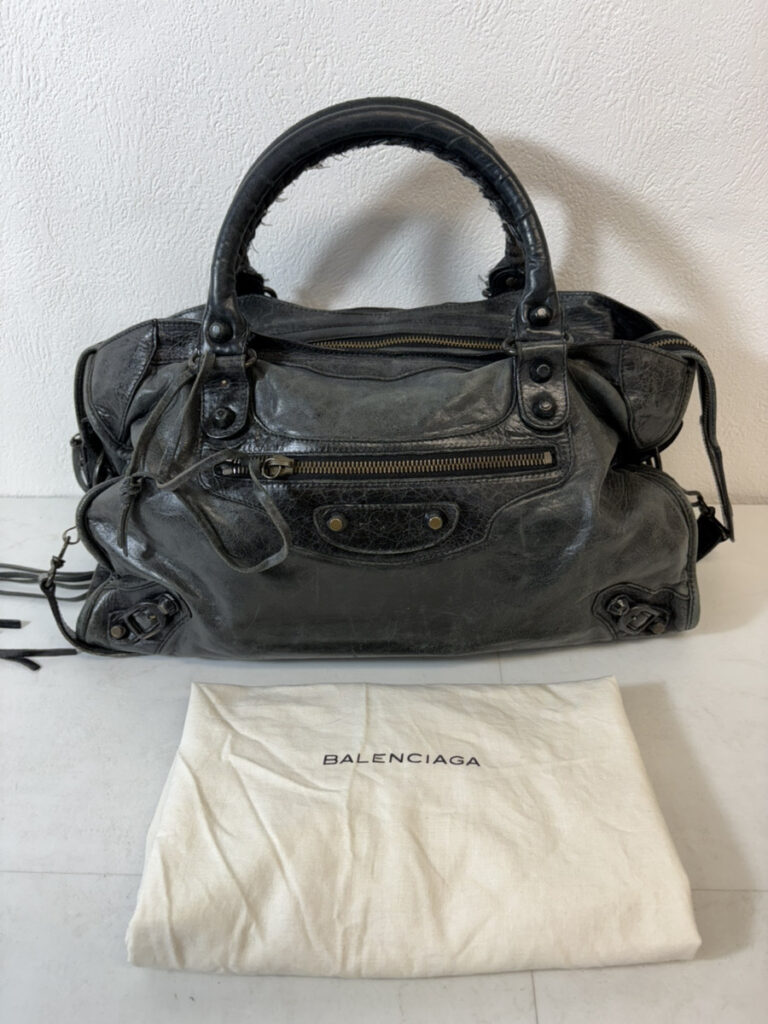 BALENCIAGA バレンシアガ ザシティ レザー ハンドバッグ ブラック