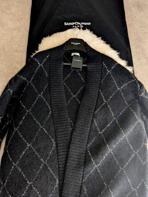 Saint Laurent メタリック ロング カーディガン L