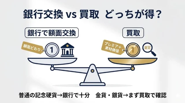 記念硬貨は「銀行で額面交換」と「買取」どっちが得?