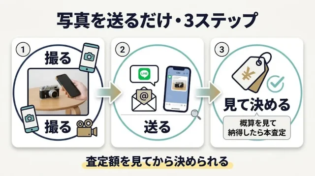写真を送るだけ。無料査定の進め方