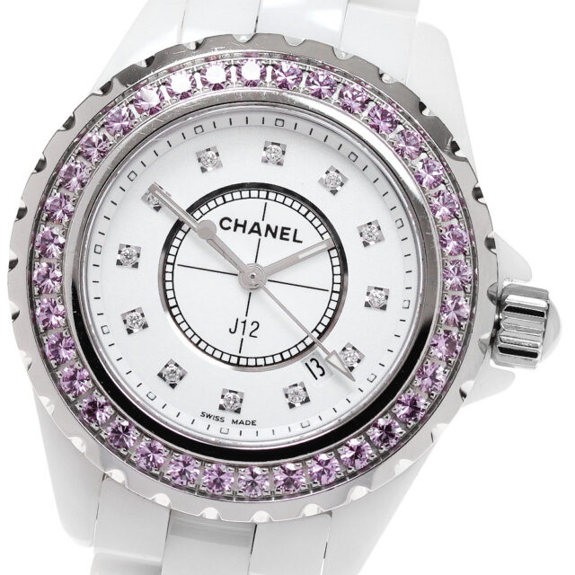シャネル CHANEL J12 H2010 ピンクサファイアベゼル レディース 33mm