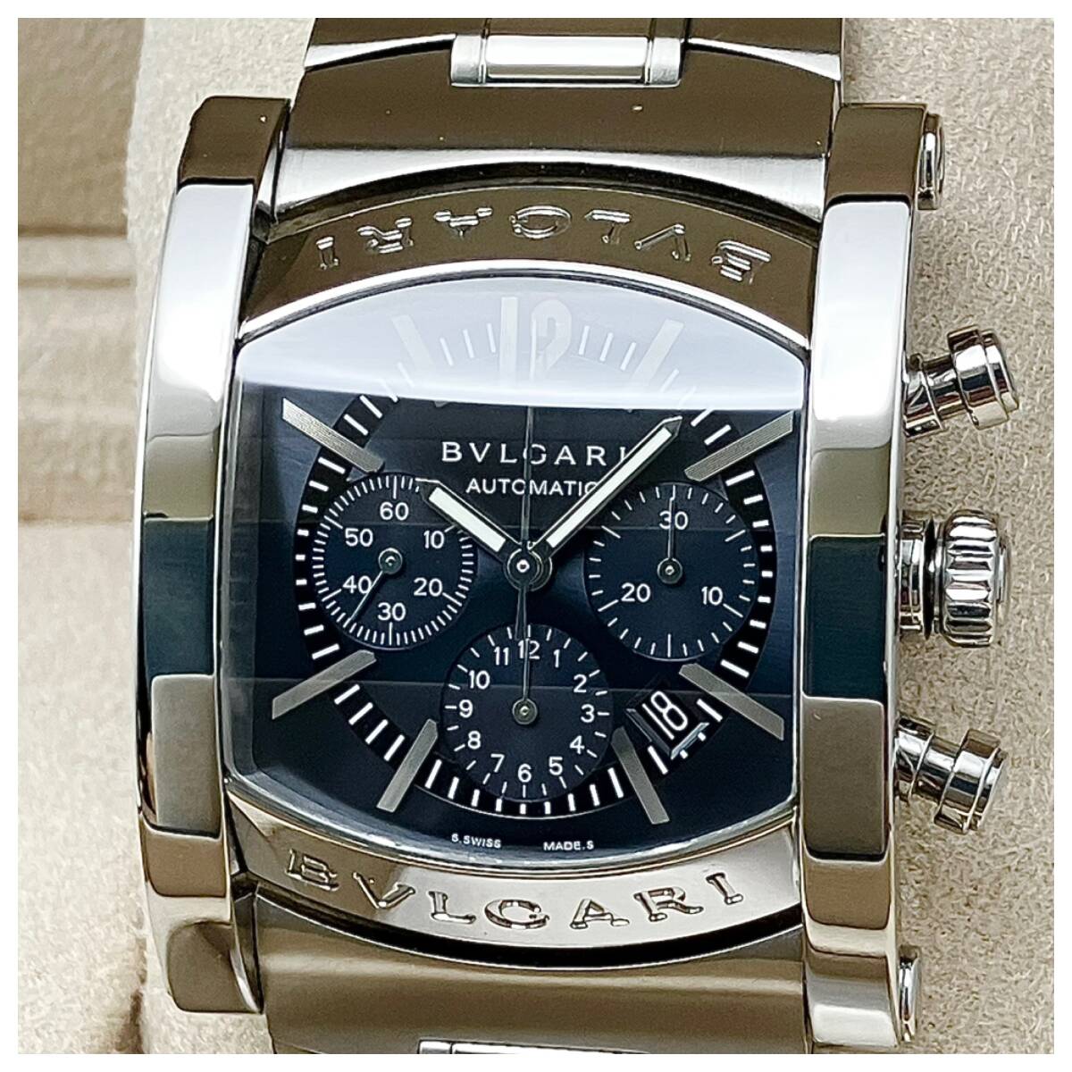 BVLGARI ブルガリ アショーマ メンズ クロノグラフ 青盤 AA44SCH