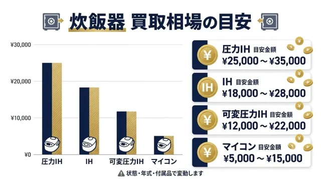 買取相場の目安と「高く売れる炊飯器」の条件