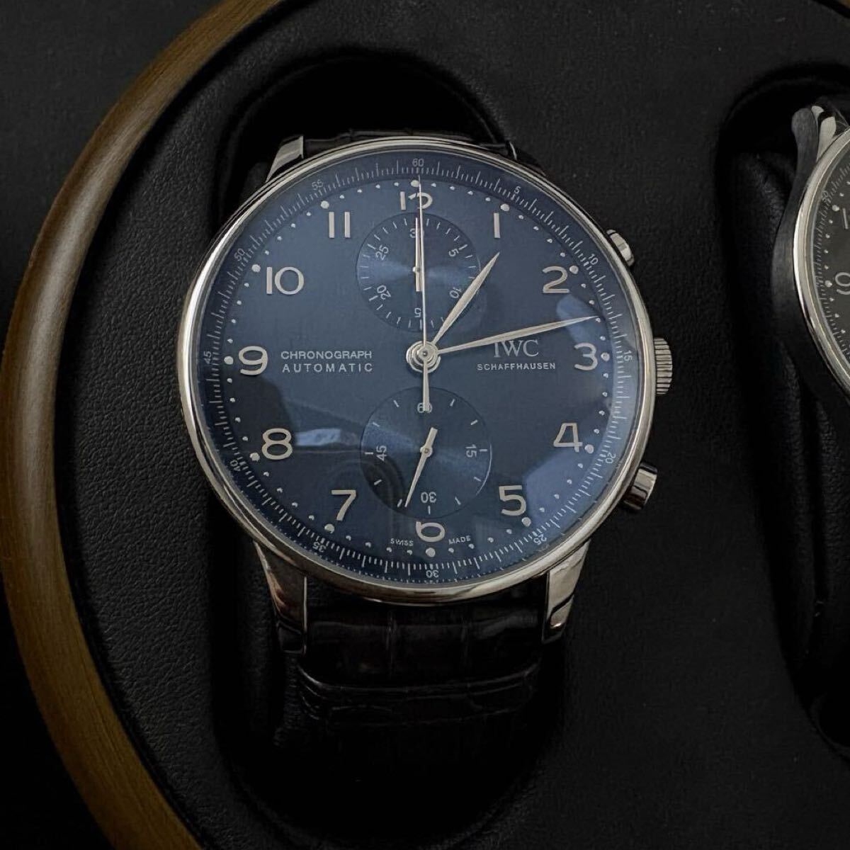 IWC ポルトギーゼ クロノグラフ 青文字盤 自動巻き メンズ腕時計