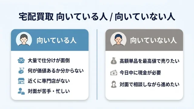 宅配買取が向いている人/向いていない人