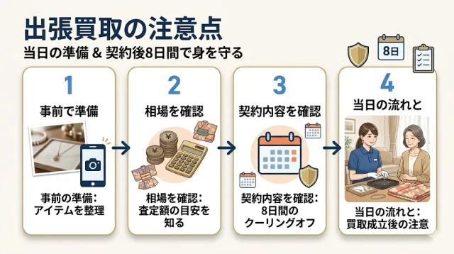 出張買取の注意点｜当日と契約後8日で身を守る方法