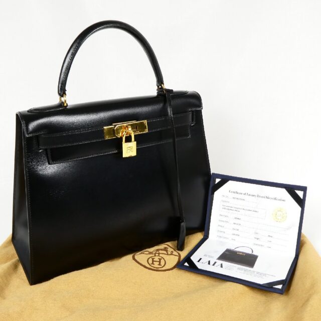 HERMES エルメス ケリー28 ボックスカーフ ゴールド金具