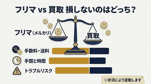 メルカリで売る vs 買取に出す|財布はどっちが損しない?