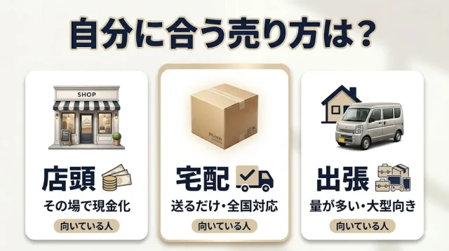 店頭・宅配・出張、あなたに向く売り方は?