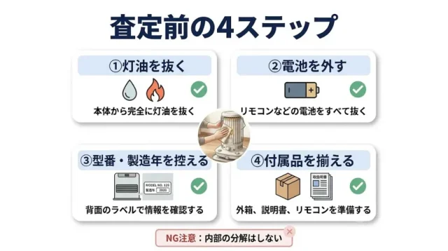 査定前のひと手間で差がつく:灯油抜き・動作確認・付属品