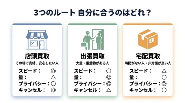 広島で金買取を頼む3つのルートと、自分に合う選び方が分かる画像