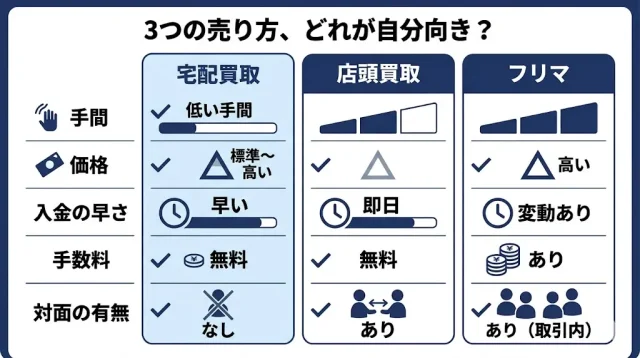3つの売り方、どれが自分向き？