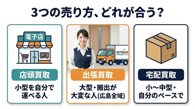 売り方は3通り。広島で電子レンジを売るならどれ?