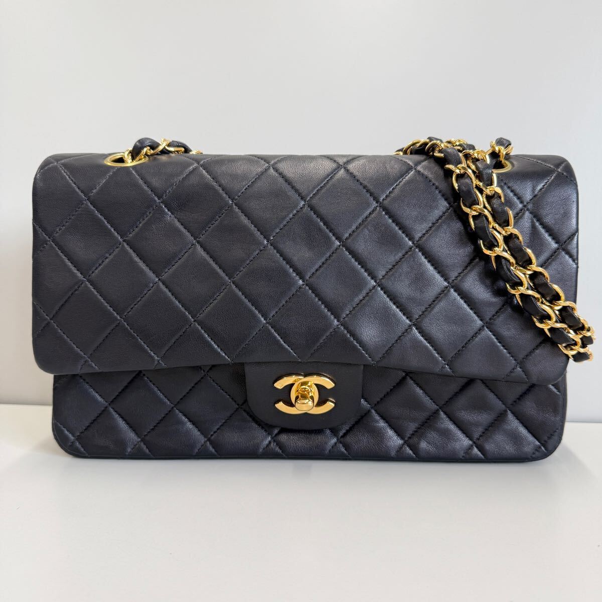 CHANEL シャネル マトラッセ Wフラップ チェーンショルダーバッグ ラムスキン